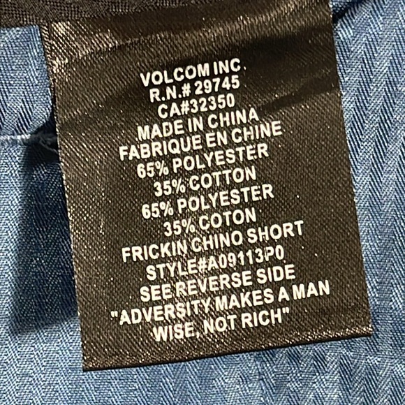 Volcom mens slate blue basic flat front 10" inseam chino shorts - size 28 - Picture 8 of 12